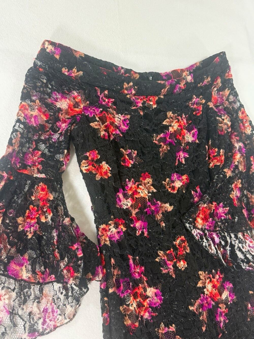 VENUS Black Floral Lace Off Shoulder Dress 4
